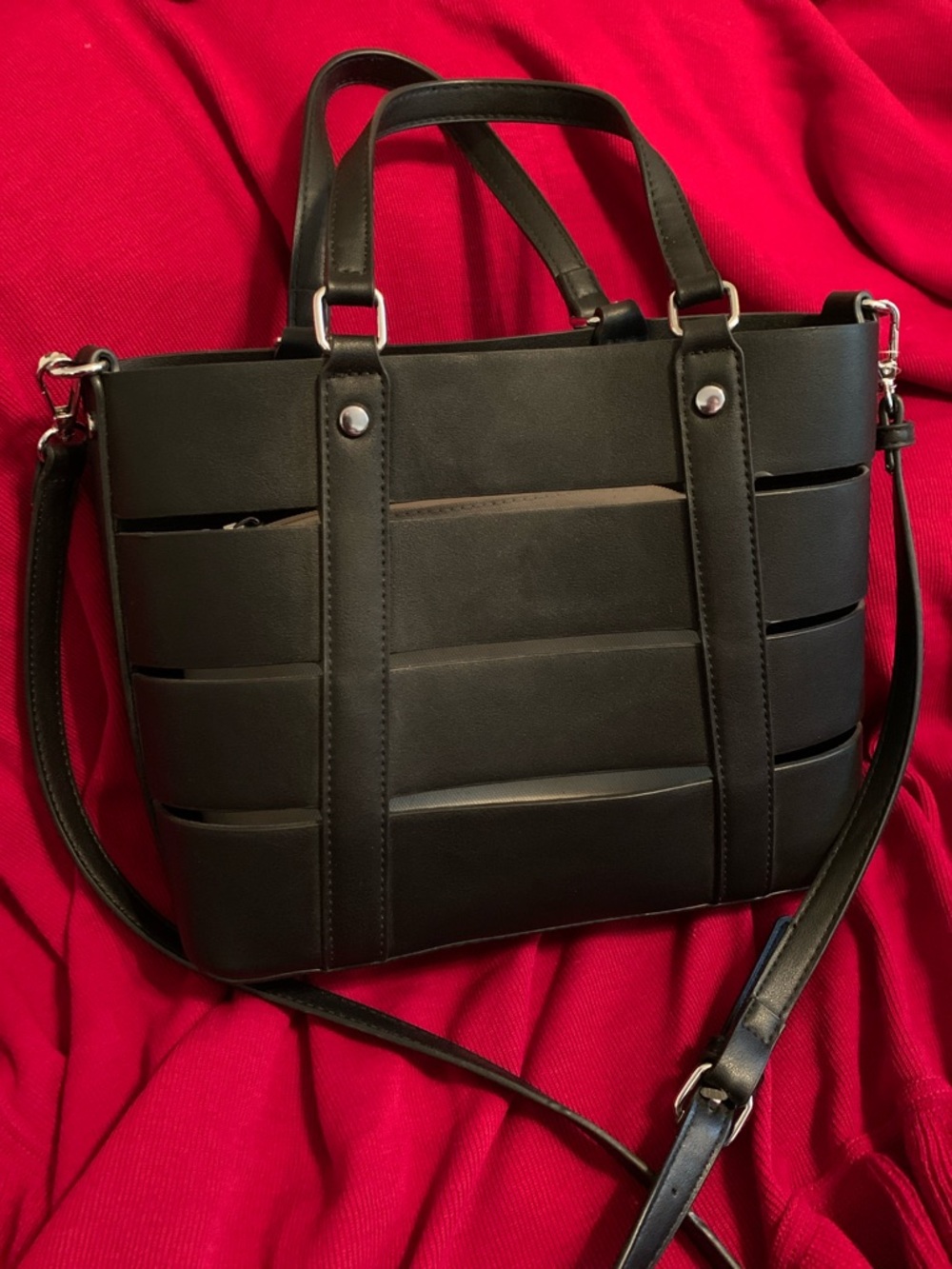 Black Women’s Structured Tote Bag with Removable Strap